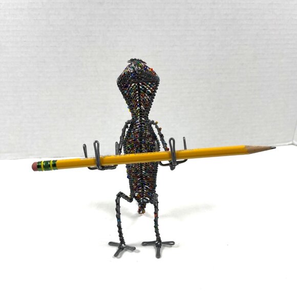 African Wire Beaded Wire Chameleon Business Card Pen Pencil Holder South Africa - Picture 6 of 10